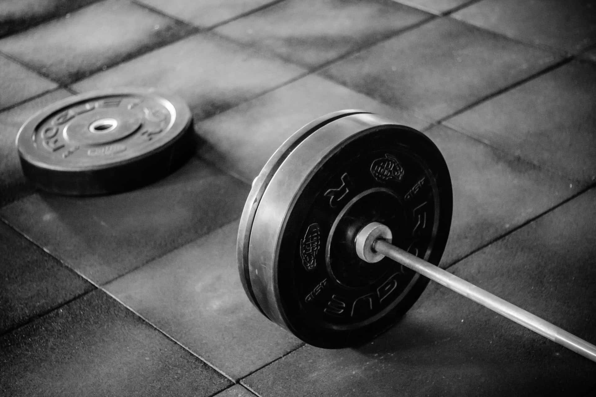 gray weights on gray tile